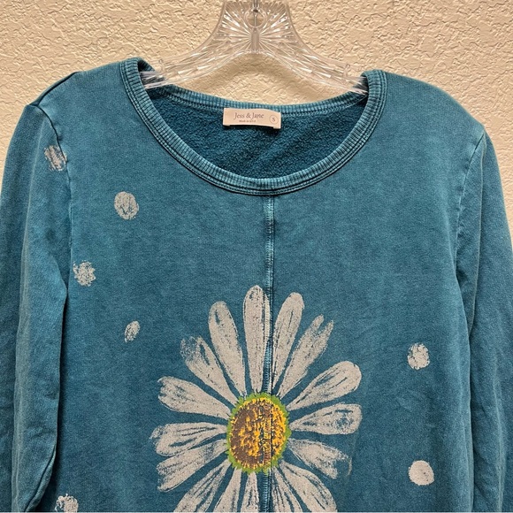 Jess & Jane Tunic Top Floral Artsy USA Polka Dot Small Green Daisy - Picture 4 of 6